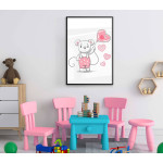 Cute teddybear and hearts - Kids poster