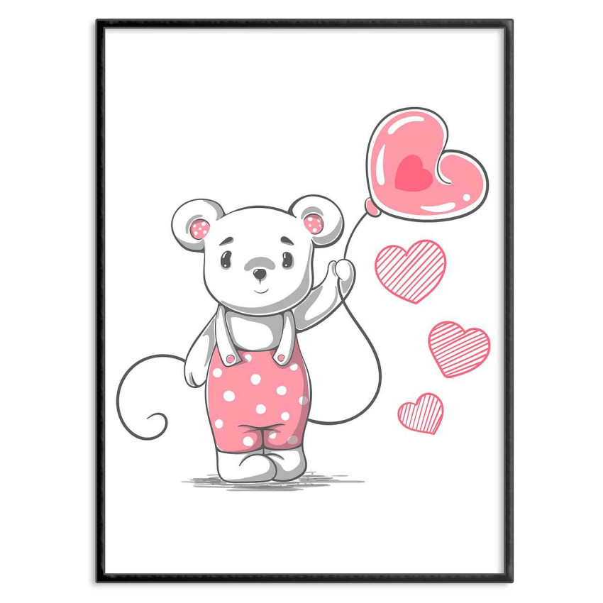 Cute teddybear and hearts - Kids poster