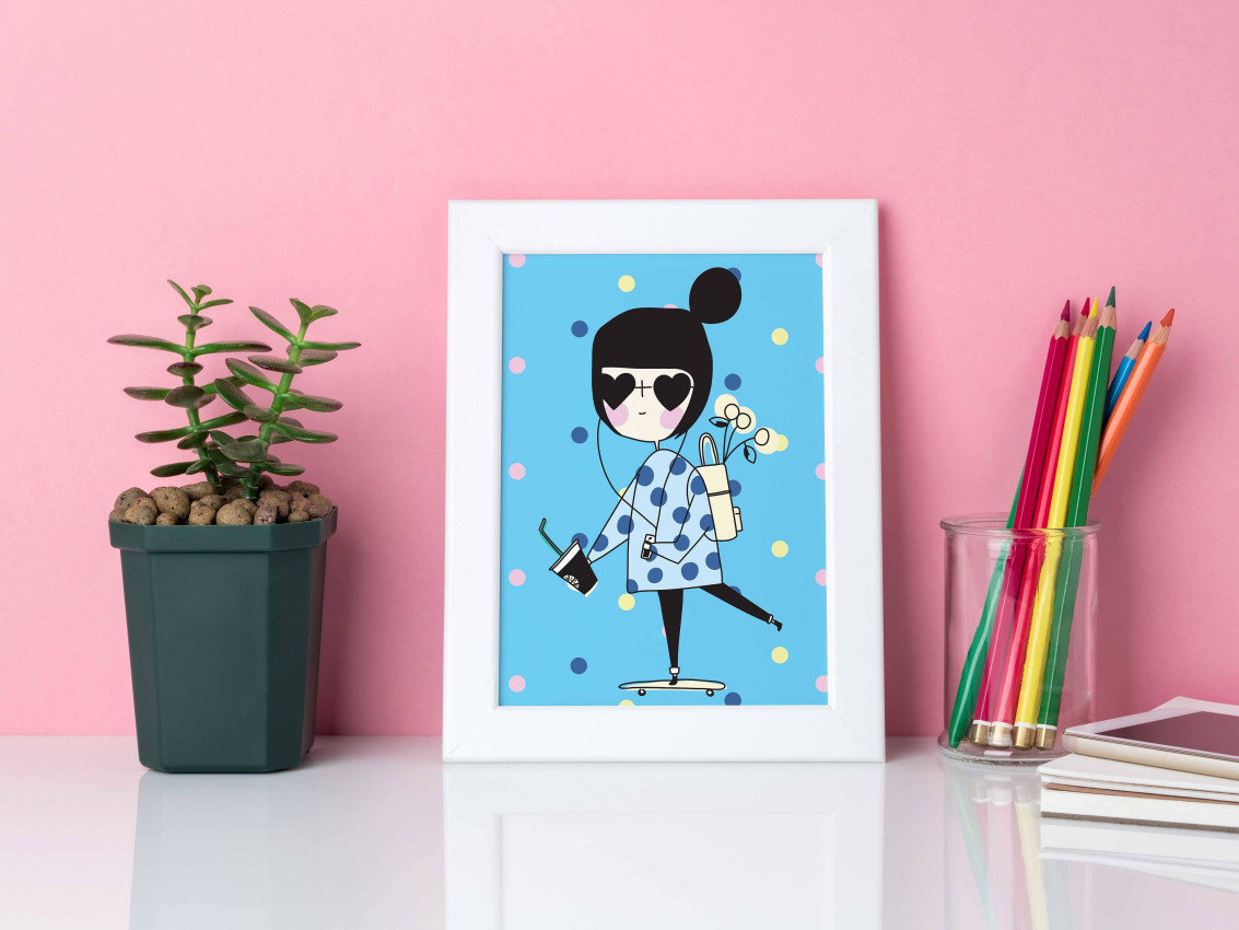 Tuff flicka - Cool & illustrerad barntavla - Alltid fri frakt!