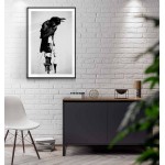 Crow illustration - Black and white poster