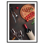 Wine, tomatos and meat - Kitchen poster