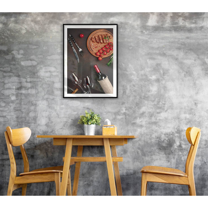 Wine, tomatos and meat - Kitchen poster