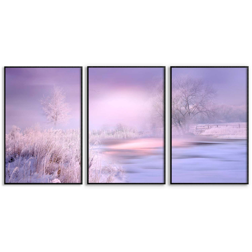 Vackert vinterlandskap - Lila tavelset