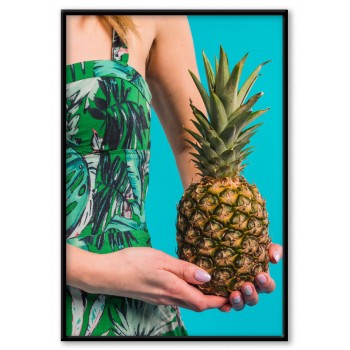 Girl and pineapple - Simple trendy poster