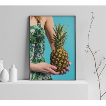 Girl and pineapple - Simple trendy poster