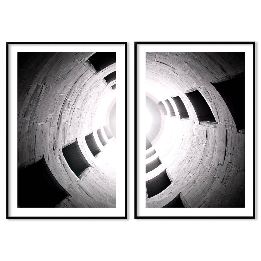 Abstrakt silo brunn - Svartvit tavla