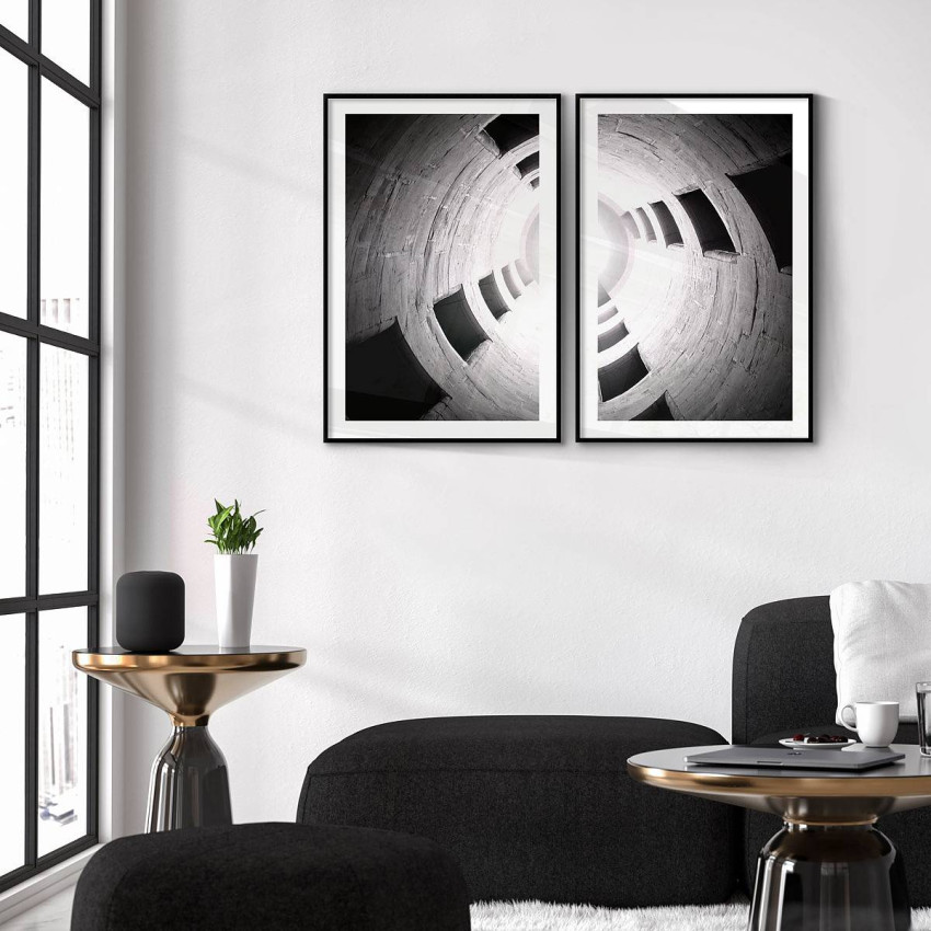 Abstrakt silo brunn - Svartvit tavla