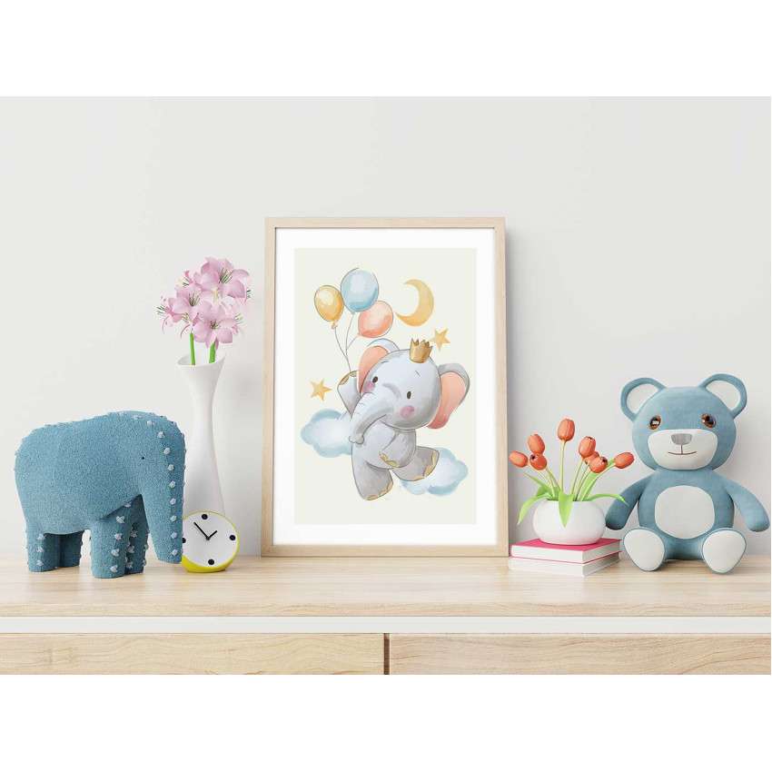 Elephant with balloons - Simple Kids Poster