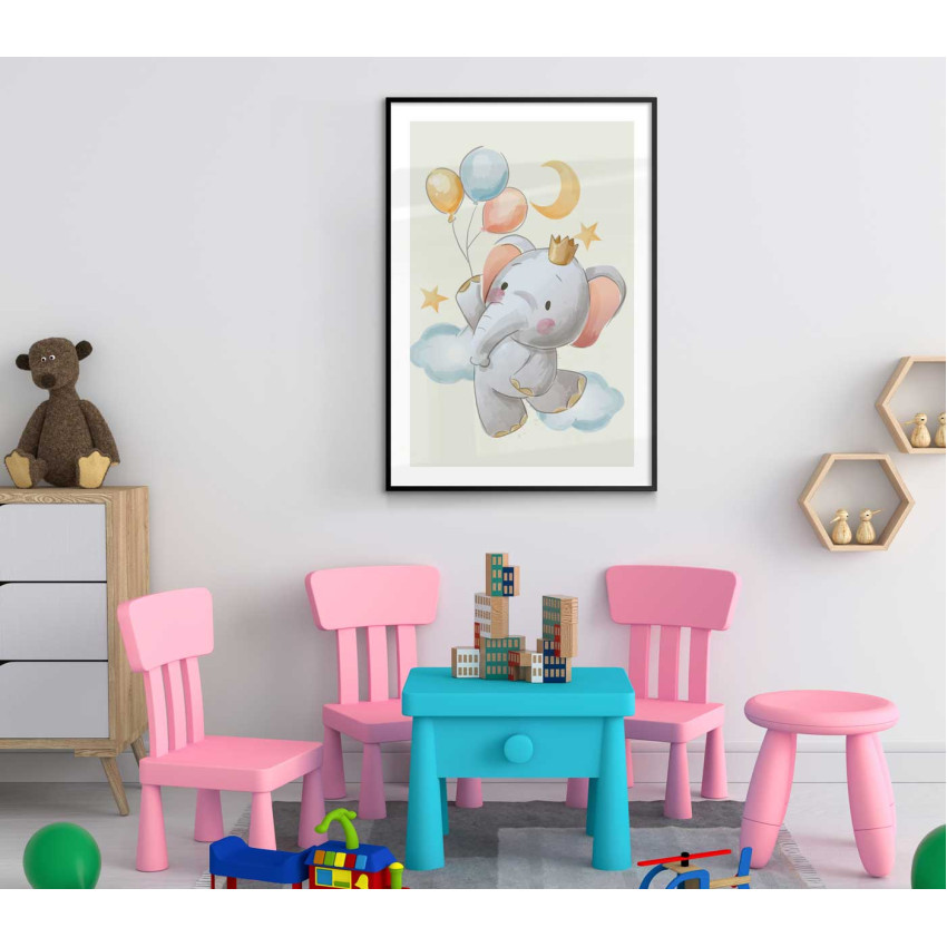 Elephant with balloons - Simple Kids Poster