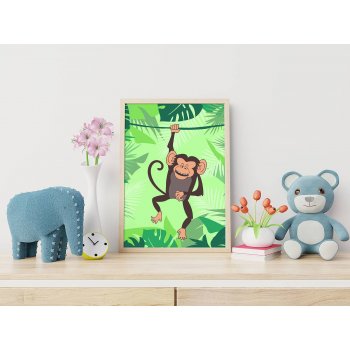 Glad apa i djungeln - Söt barntavla Glad apa i djungeln - Söt barntavla