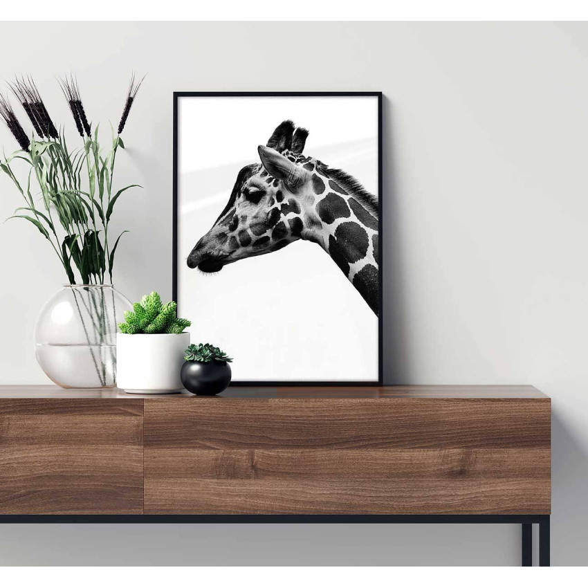 Giraffe portrait - Black and white poster