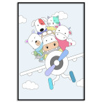 Cute animals in a classic aircraft - Poster