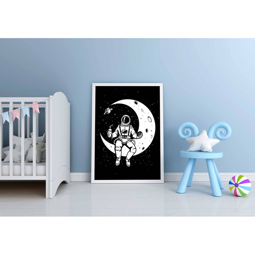Cool astronaut on the moon - Kids room poster