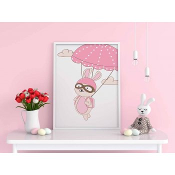 Kanin & rosa fallskärm - Barntavla Kanin & rosa fallskärm - Barntavla