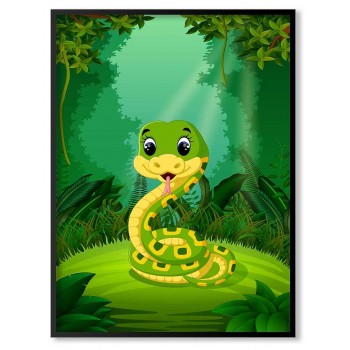 Exotic snake in the jungle - Kids room poster