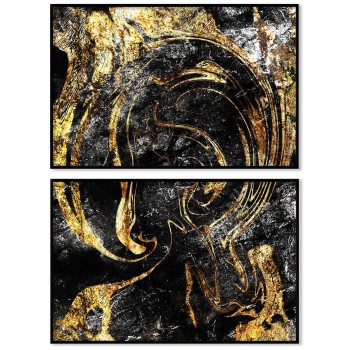 Abstrakt guld - Tvådelad tavla