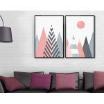 Pink Scandinavian Mountains - Tvådelad tavla