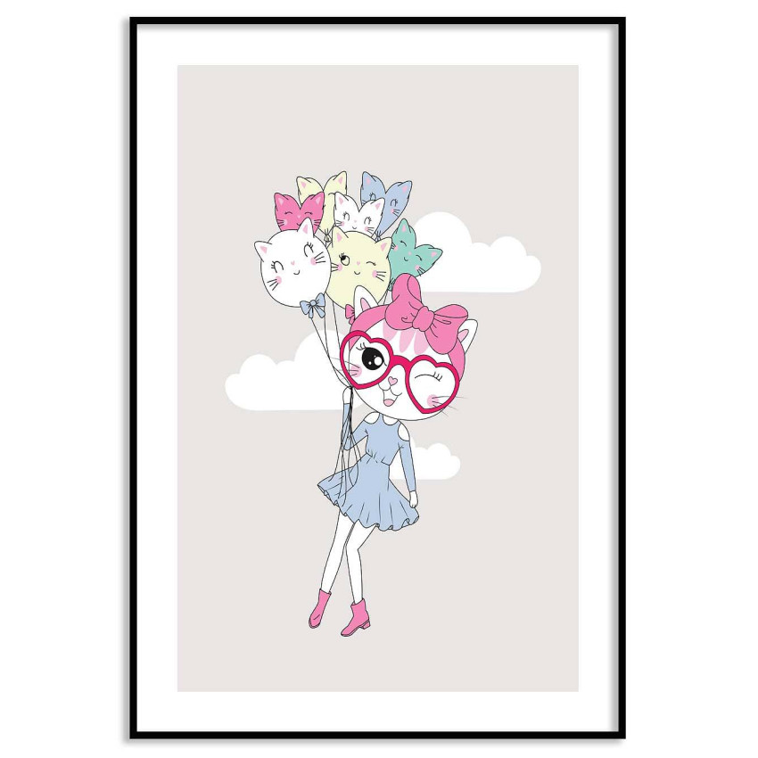 Kitten with ballons - Kids poster