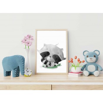 Söt tvättbjörn - Illustrerad barntavla Söt tvättbjörn - Illustrerad barntavla