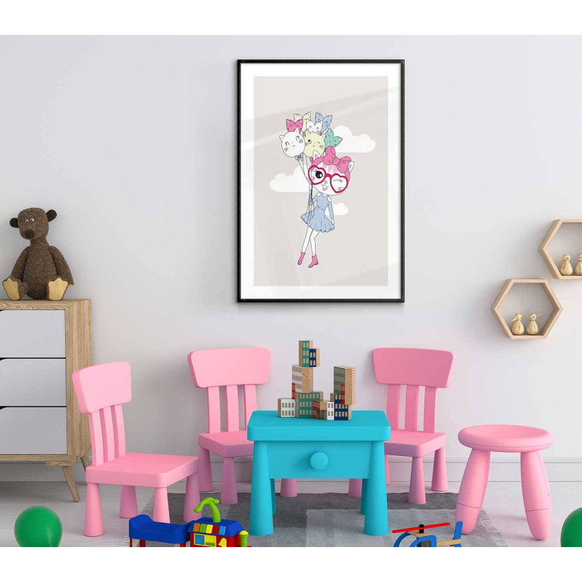 Kitten with ballons - Kids poster