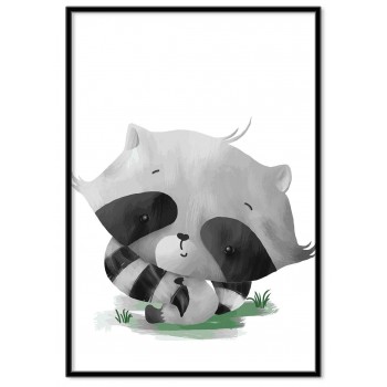 Söt tvättbjörn - Illustrerad barntavla Söt tvättbjörn - Illustrerad barntavla