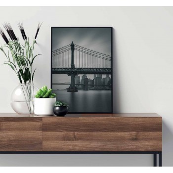 Bridge and city - Simple poster in black and white