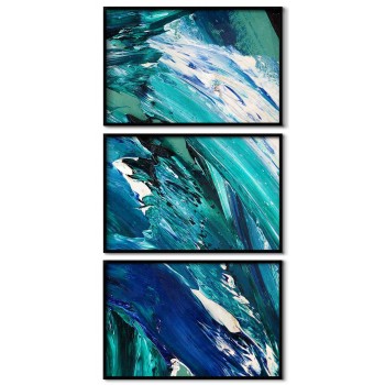 Abstract oil paint art - Three piece teal poster