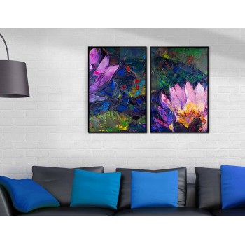 Abstract painting - Colorful poster in two pieces