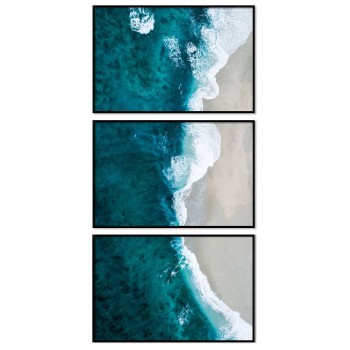 Abstrakt strand - Tavla i tre delar med turkost strandmotiv