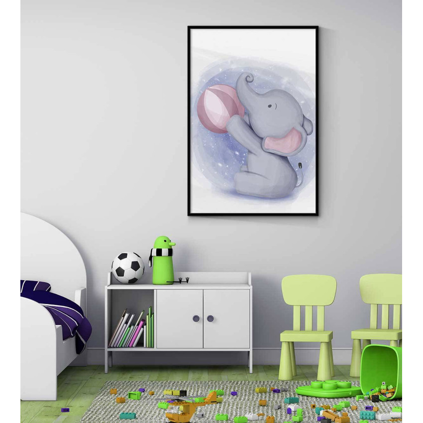 Baby elephant playing - Simple kids poster