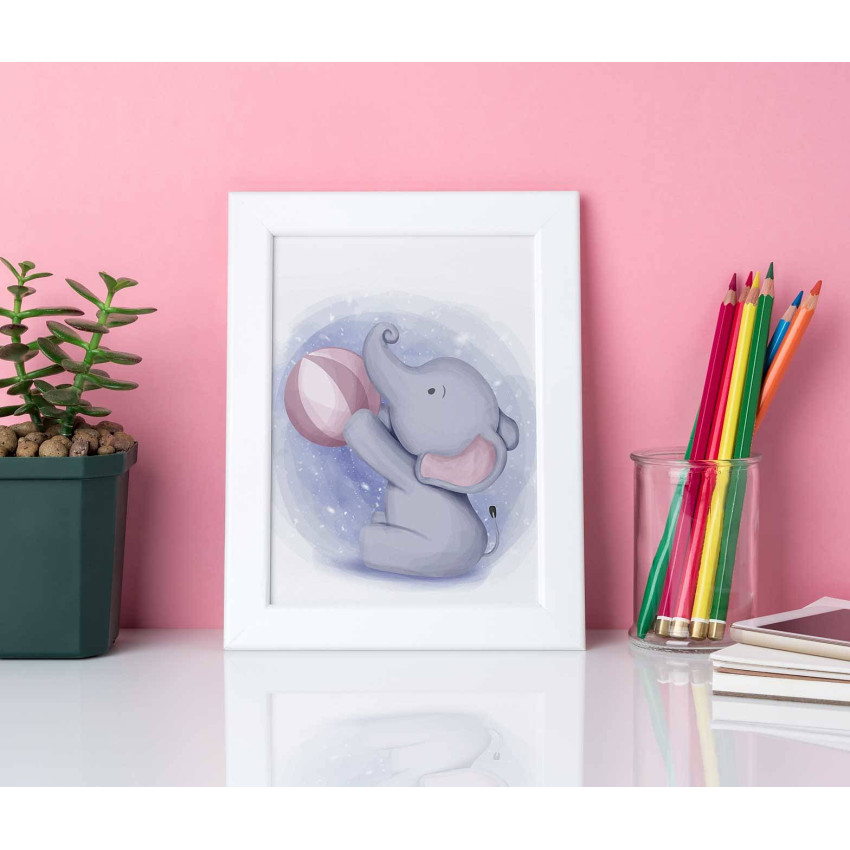 Baby elephant playing - Simple kids poster