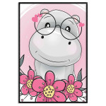 Cute hippo with hip glasses - Simple kids poster