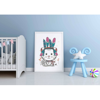 Indian katt - Söt barntavla med djurmotiv