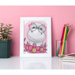 Cute hippo with hip glasses - Simple kids poster