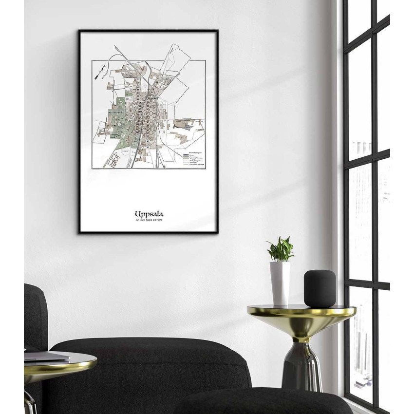 Simple retro Uppsala map poster