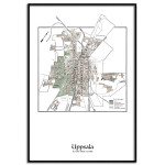 Simple retro Uppsala map poster