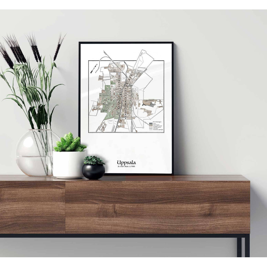 Simple retro Uppsala map poster