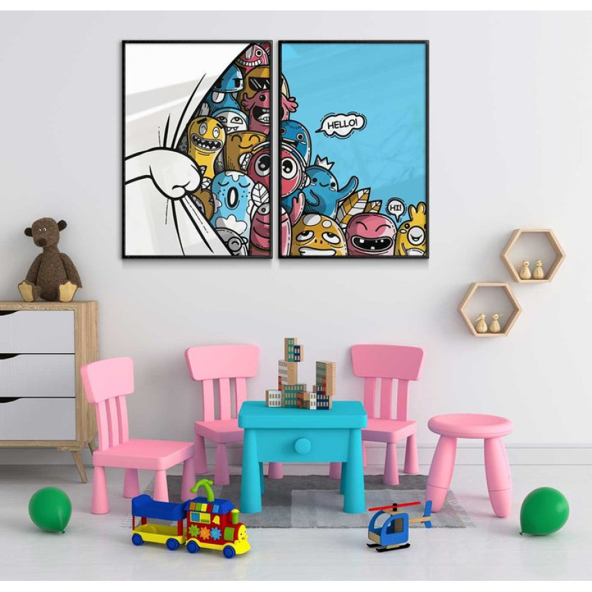Cute monsters - Two piece kids poster