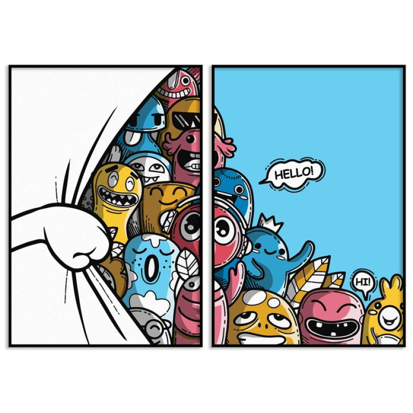 Cute monsters - Two piece kids poster