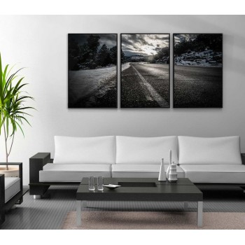 Highway and forest - Three piece picture
