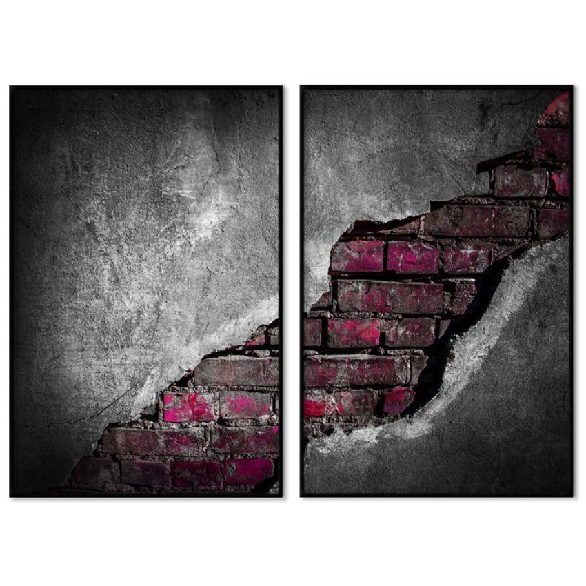 Rosa tegelstenar - Uppdelad tavla