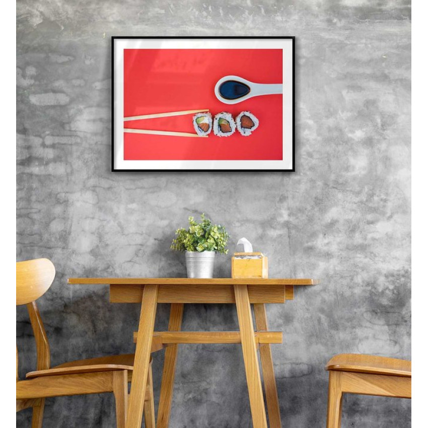 Sushi chopsticks - Simple red food poster