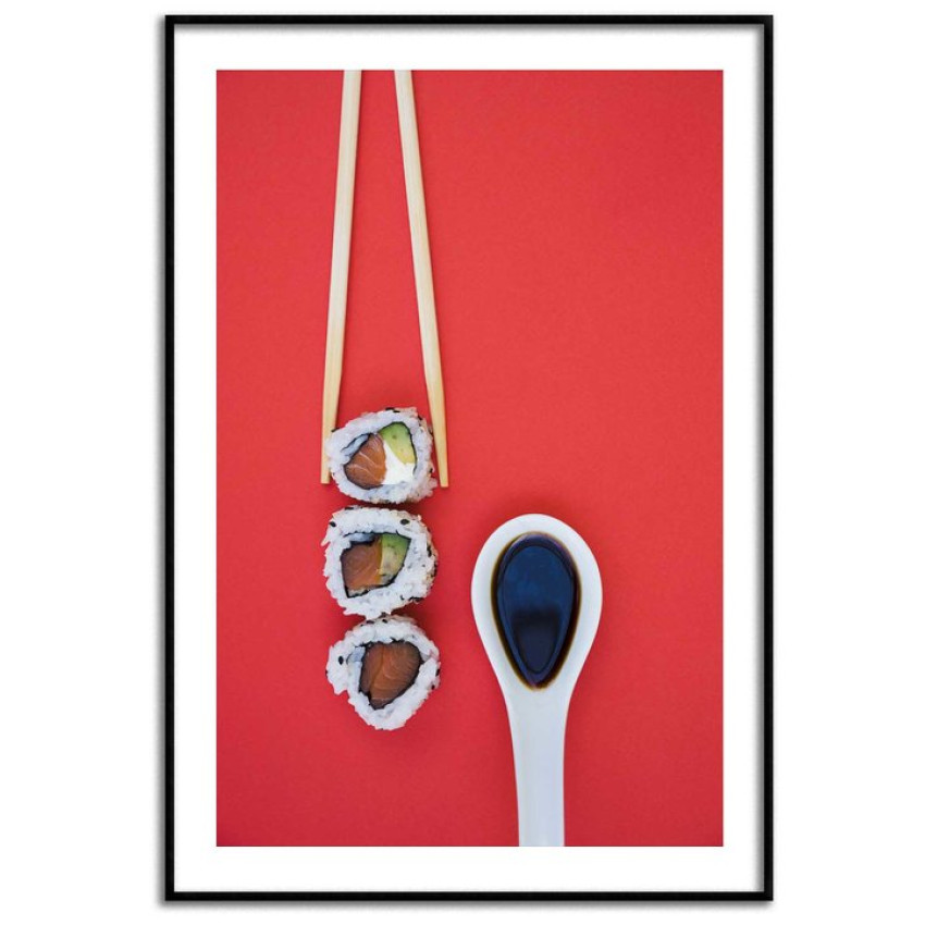 Sushi chopsticks - Simple red food poster