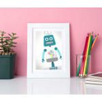 Happy teal robot - Poster