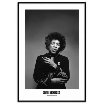 Jimi Hendrix - Svartvit musik poster