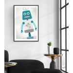 Happy teal robot - Poster