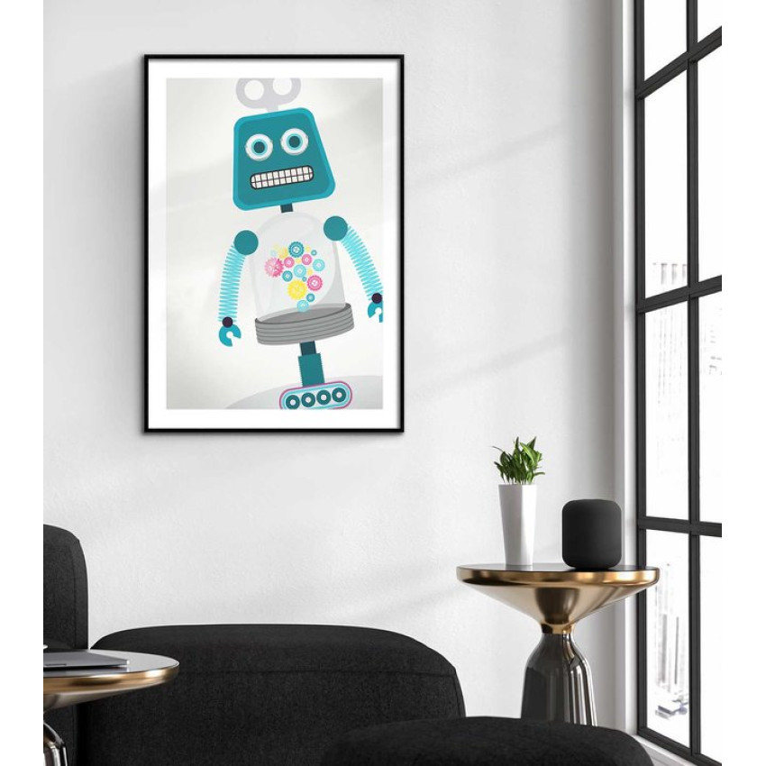 Happy teal robot - Poster