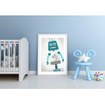 Happy teal robot - Poster