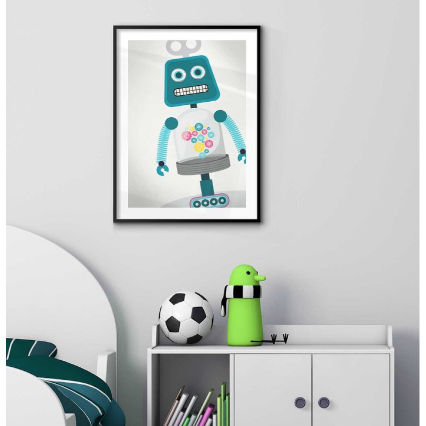 Happy teal robot - Poster
