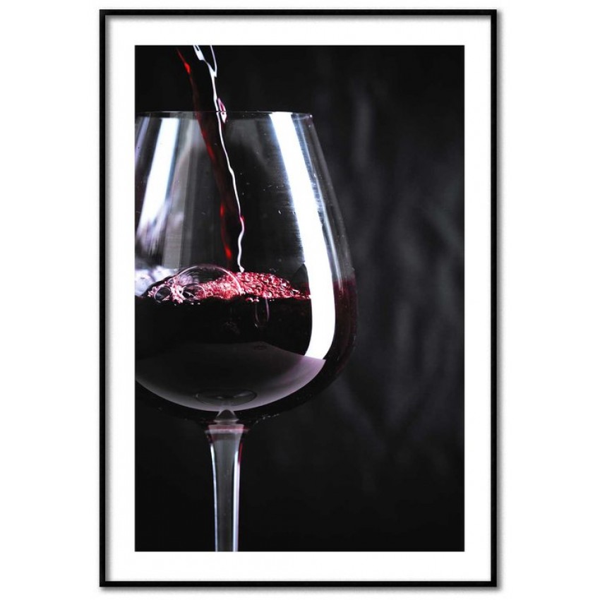 Rött vin och glas - Elegant kökstavla